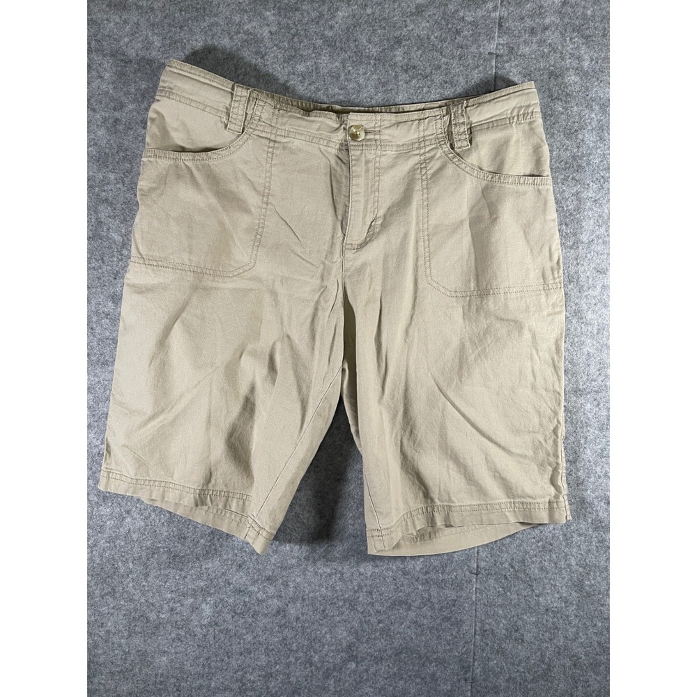 Columbia Sportswear Womens Tan Khaki Linen Blend Utility Shorts Size 12 11L